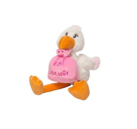 Peluche Cigüeña Rosa de 30 cm